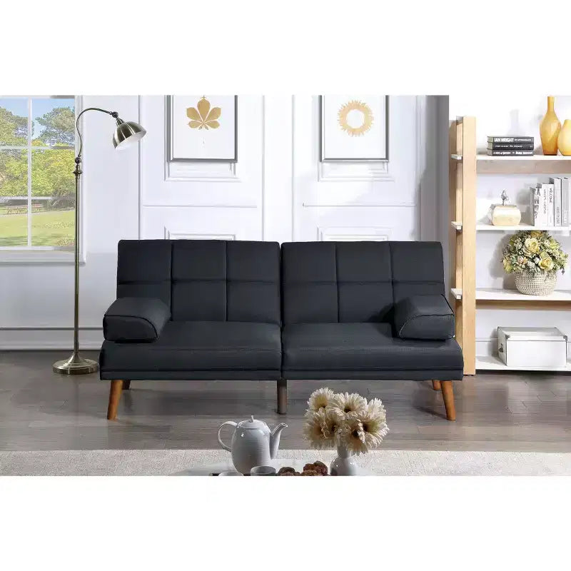 Okak Modern Adjustable Tufted Sofa Loveseat Sleeper Sofa, 2 seater Sofa Plush Couch with wooden legs for Small Apartments, living Room