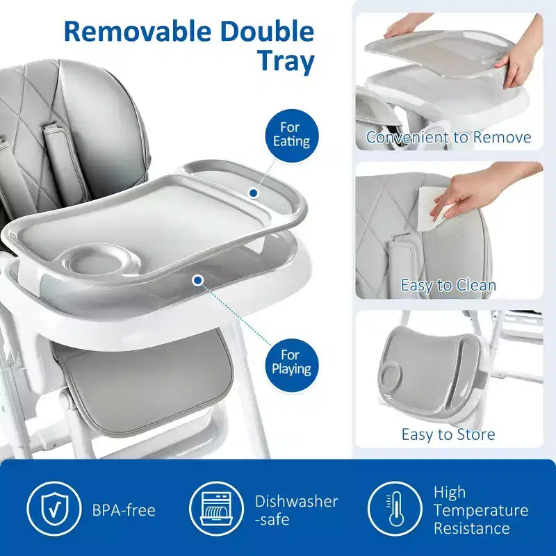 Chaise Haute Bébé, Chaise Haute Multifonctionnelle pour Bébé avec Hauteur et Inclinaison Réglables
