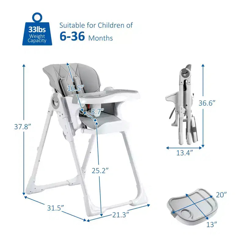 Chaise Haute Bébé, Chaise Haute Multifonctionnelle pour Bébé avec Hauteur et Inclinaison Réglables