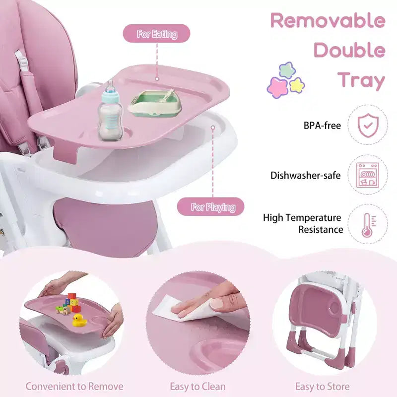 Chaise Haute Bébé, Chaise Haute Multifonctionnelle pour Bébé avec Hauteur et Inclinaison Réglables