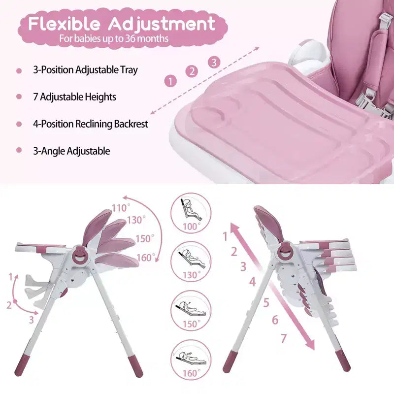 Chaise Haute Bébé, Chaise Haute Multifonctionnelle pour Bébé avec Hauteur et Inclinaison Réglables