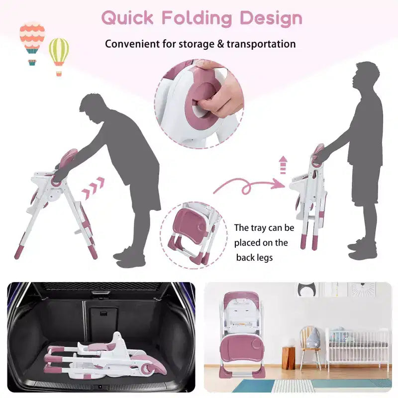 Chaise Haute Bébé, Chaise Haute Multifonctionnelle pour Bébé avec Hauteur et Inclinaison Réglables
