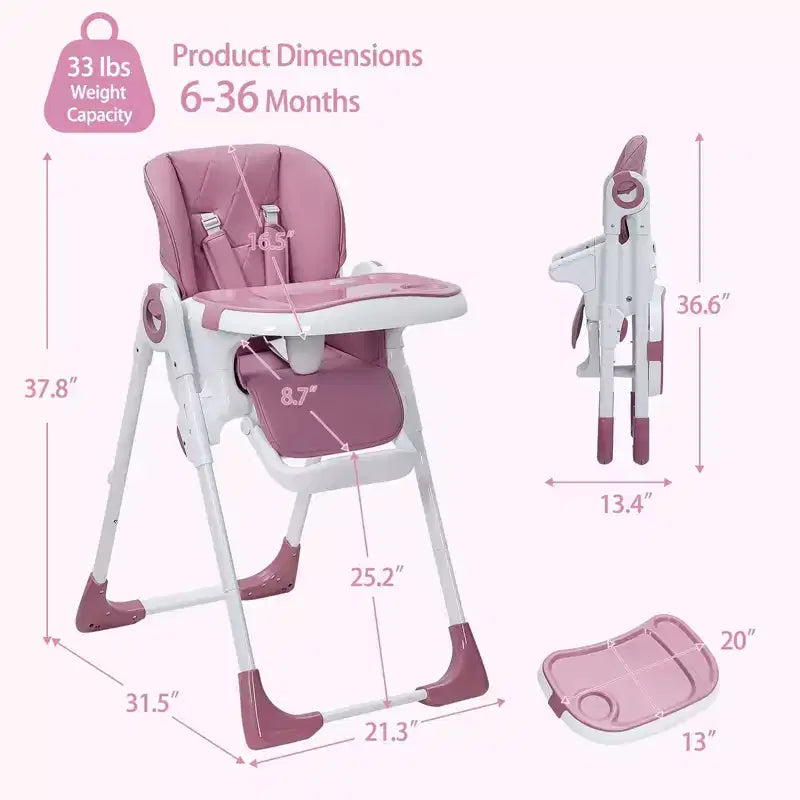 Chaise Haute Bébé, Chaise Haute Multifonctionnelle pour Bébé avec Hauteur et Inclinaison Réglables