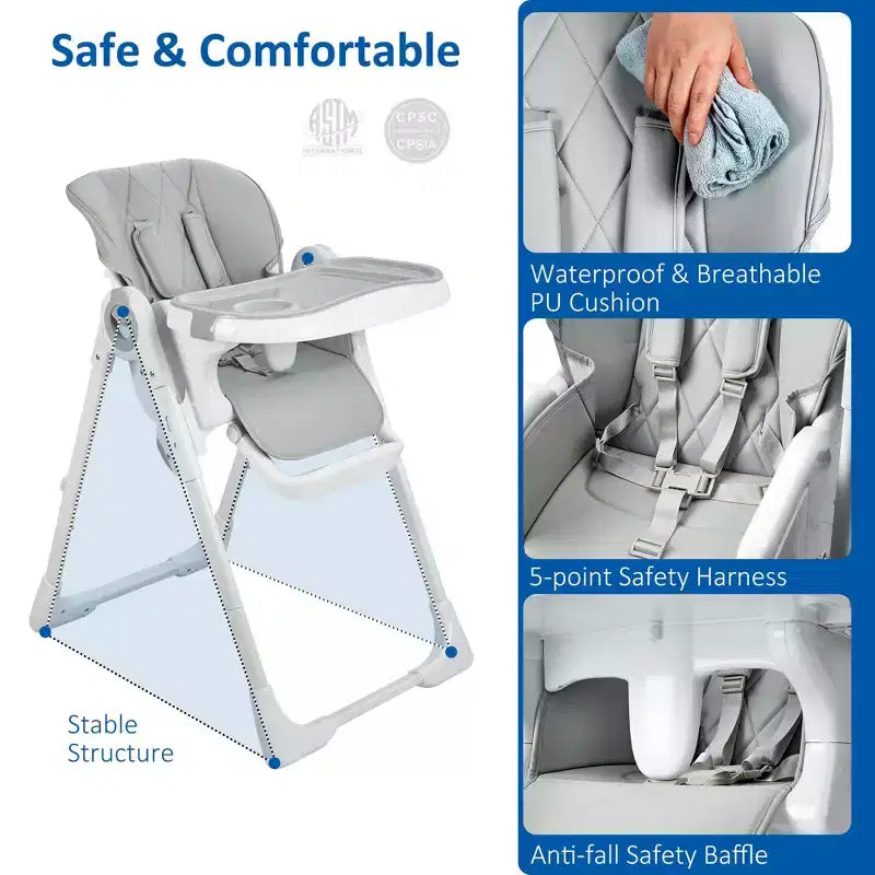 Chaise Haute Bébé, Chaise Haute Multifonctionnelle pour Bébé avec Hauteur et Inclinaison Réglables