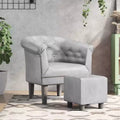 Fauteuil crapaud avec repose-pieds - Design en simili cuir argenté
