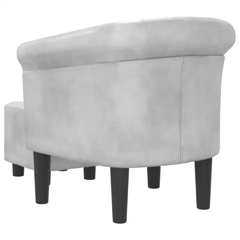 Fauteuil crapaud avec repose-pieds - Design en simili cuir argenté