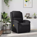 Fauteuil Inclinable Massant avec 6 Points de Vibration, Réglable, Cuir Véritable Noir