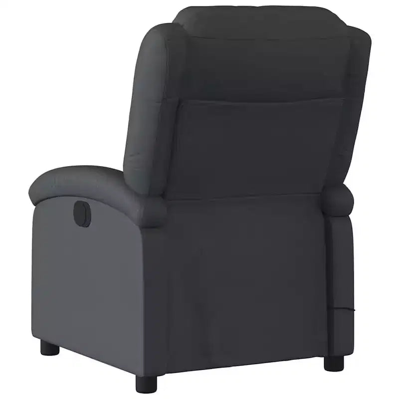Fauteuil Inclinable Massant avec 6 Points de Vibration, Réglable, Cuir Véritable Noir