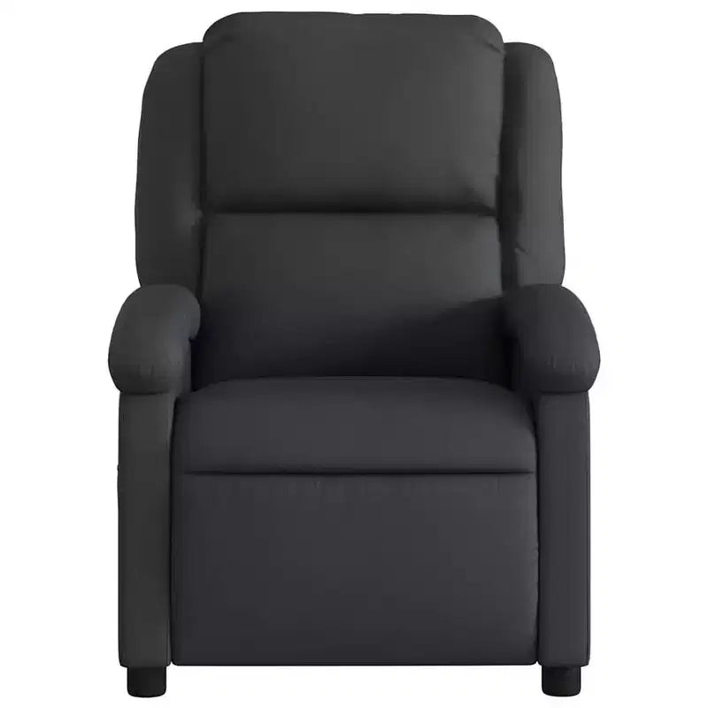 Fauteuil Inclinable Massant avec 6 Points de Vibration, Réglable, Cuir Véritable Noir