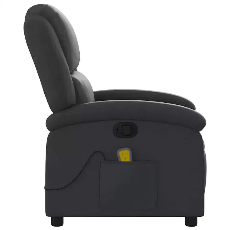 Fauteuil Inclinable Massant avec 6 Points de Vibration, Réglable, Cuir Véritable Noir