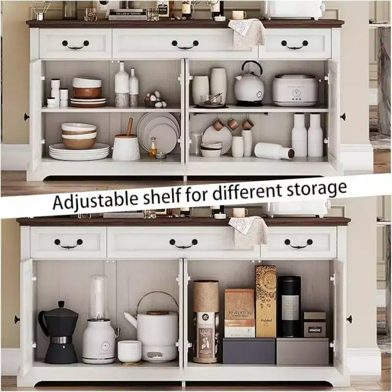 Grand buffet de rangement, buffet de cuisine rustique pour couverts