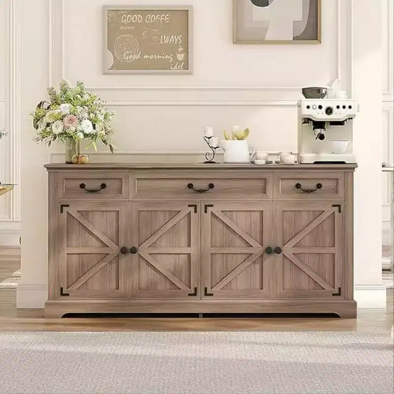 Grand buffet de rangement, buffet de cuisine rustique pour couverts