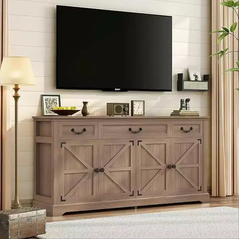 Grand buffet de rangement, buffet de cuisine rustique pour couverts