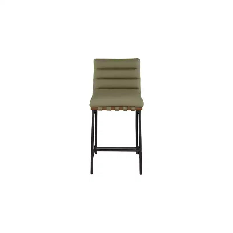Tabouret de comptoir en cuir végétalien vert