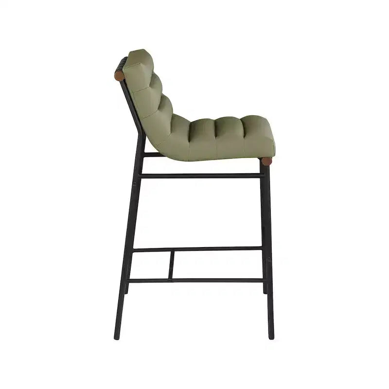 Tabouret de comptoir en cuir végétalien vert