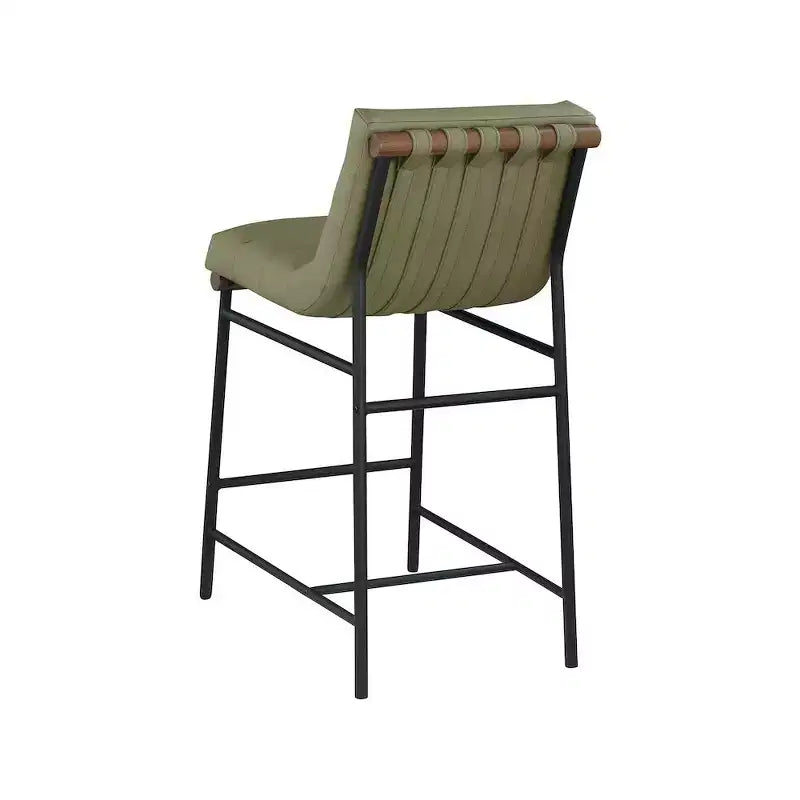 Tabouret de comptoir en cuir végétalien vert