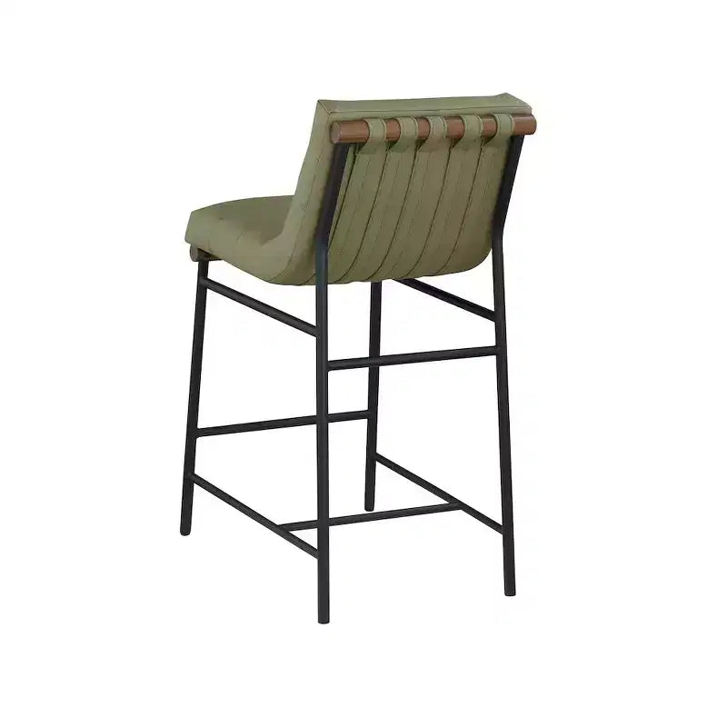 Tabouret de comptoir en cuir végétalien vert