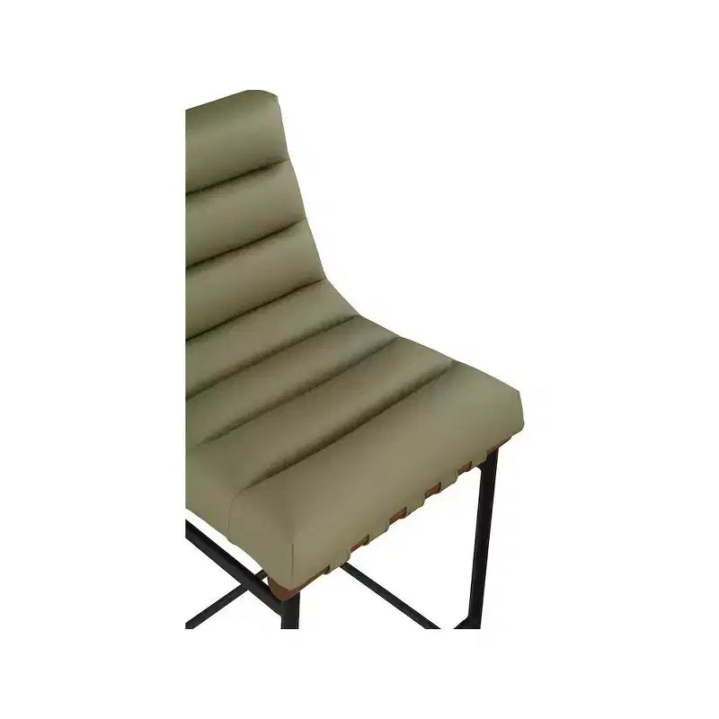 Tabouret de comptoir en cuir végétalien vert
