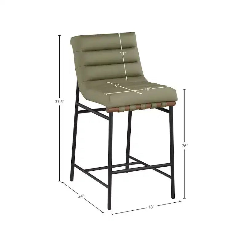 Tabouret de comptoir en cuir végétalien vert