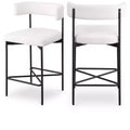 Meridian Furniture,Rivage Cream Durable Linen Textured Fabric Stool, Set of 2
