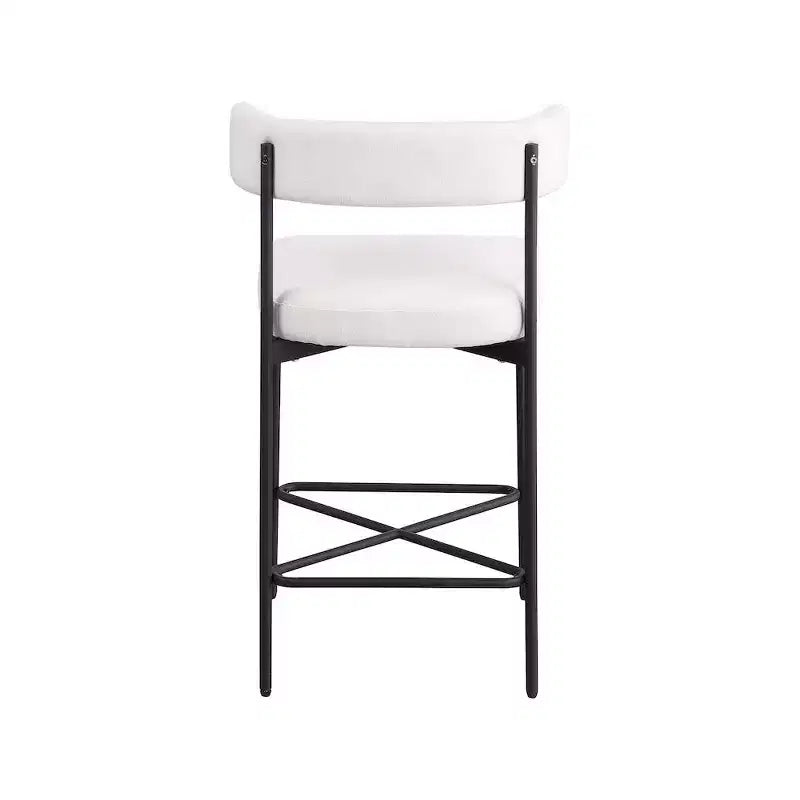 Tabouret en tissu texturé lin crème résistant