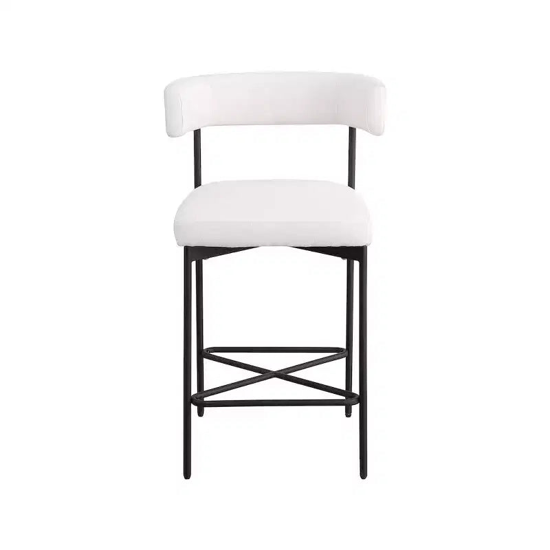 Tabouret en tissu texturé lin crème résistant