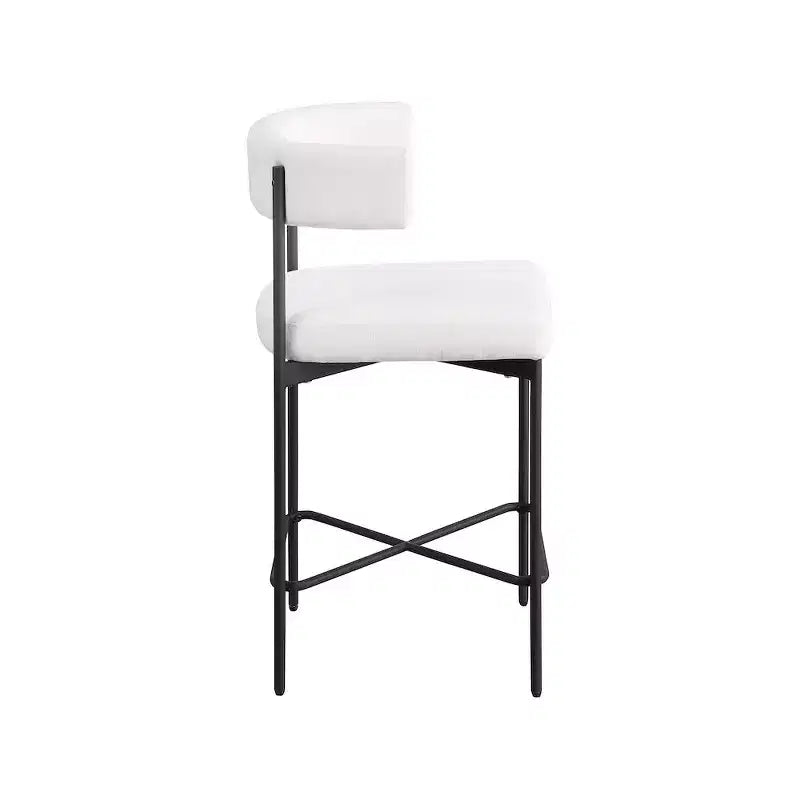Tabouret en tissu texturé lin crème résistant