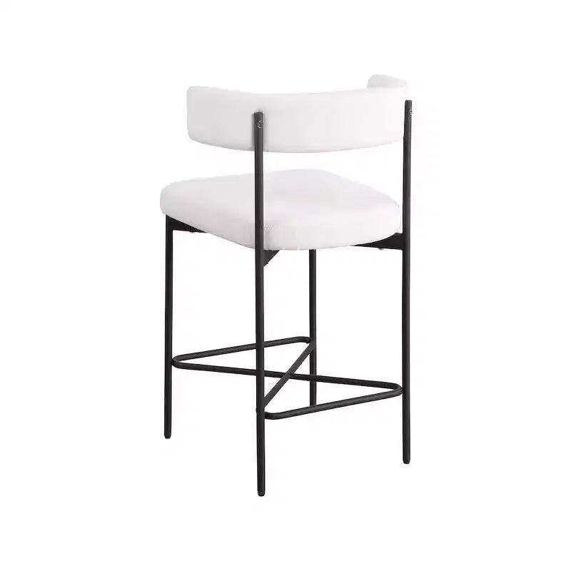 Tabouret en tissu texturé lin crème résistant