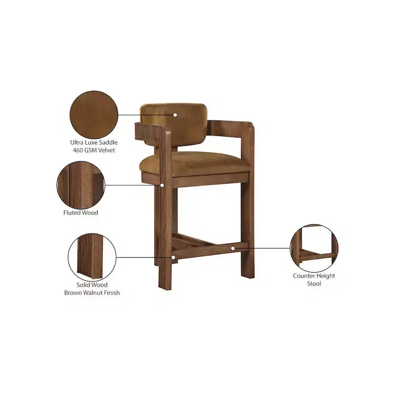 Tabouret en velours Ultra Luxe Saddle