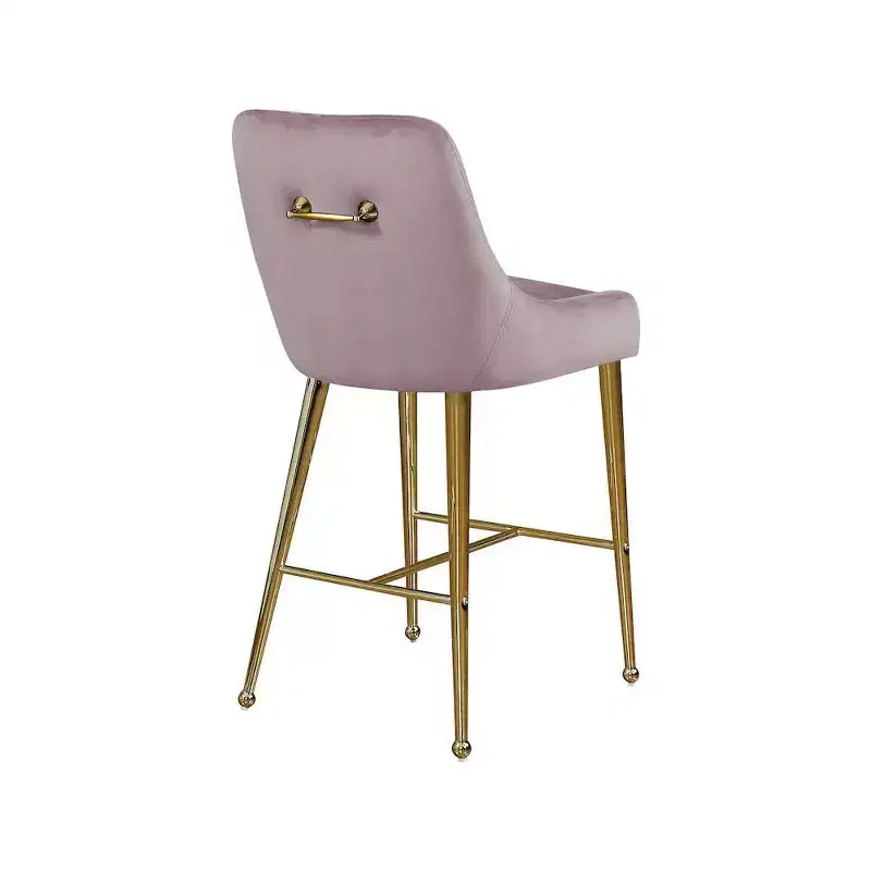 Tabouret en velours rose hauteur fixe