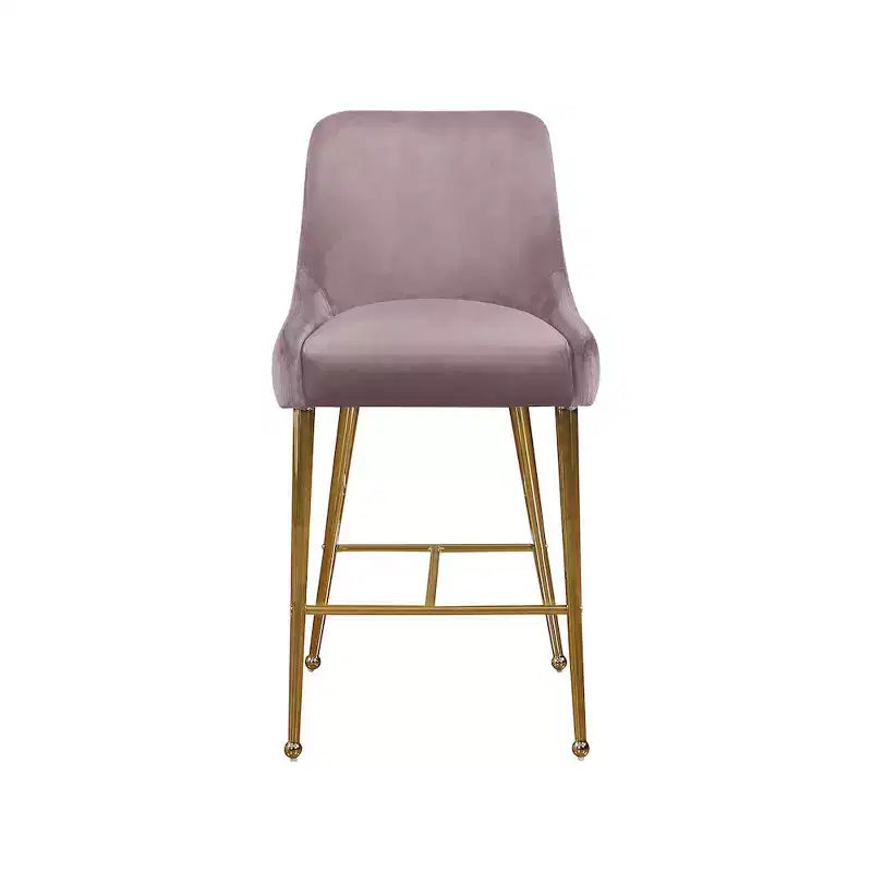 Tabouret en velours rose hauteur fixe