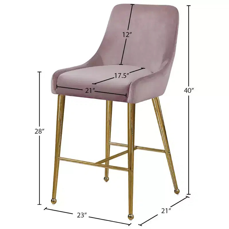 Tabouret en velours rose hauteur fixe