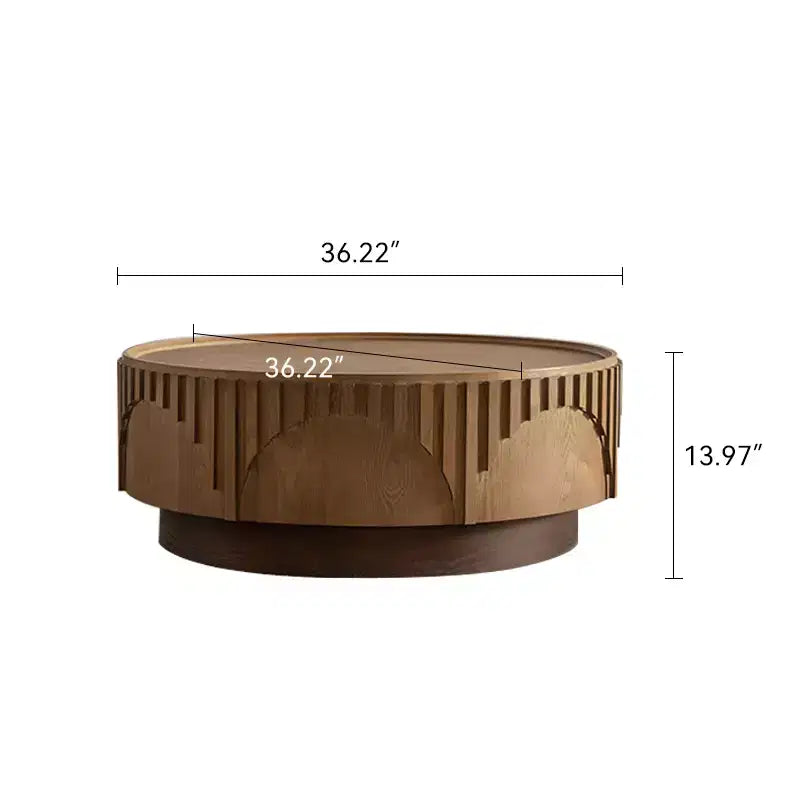 Table basse ronde à pied central en bois