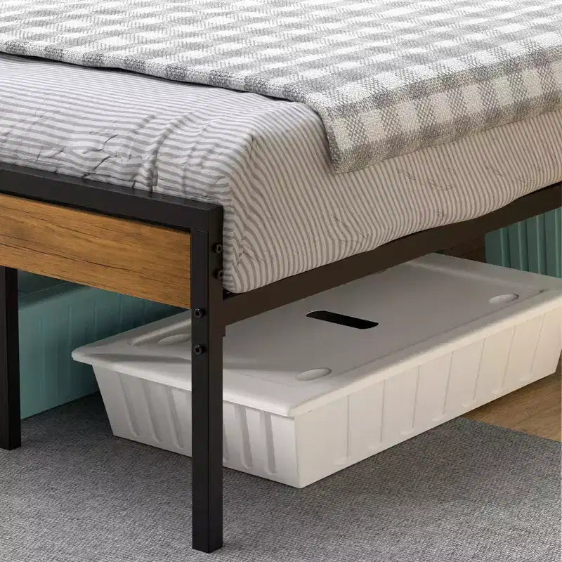 Cadre de lit Queen Size, avec tête de lit et pied de lit, lit plateforme stable