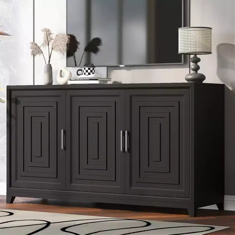 CLIHOME Modern TV Stand for TVs up to 65, Entertainment Center Media Console Cabinet with 2 Spacious Storage Space
