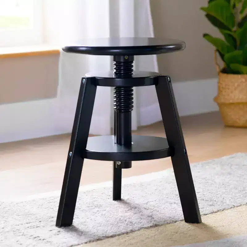 Guidecraft Adjustable Drafting Wooden Stool- Drafting Chair for Kids, 16in-18in | Toddler Swivel Stool for Kids' Art Studio, Classroom Seating