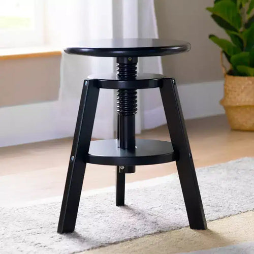 Guidecraft Adjustable Drafting Wooden Stool- Drafting Chair for Kids, 16in-18in | Toddler Swivel Stool for Kids' Art Studio, Classroom Seating