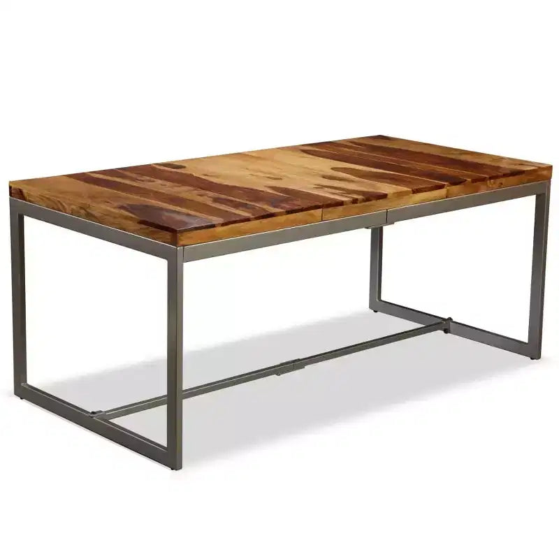 Table à manger en bois de sesham brun et noir et acier thermolaqué