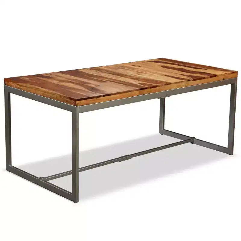 Table à manger en bois de sesham brun et noir et acier thermolaqué