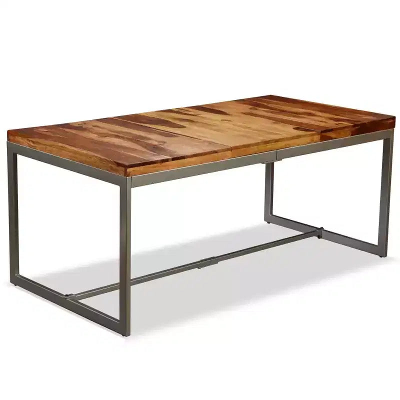 Table à manger en bois de sesham brun et noir et acier thermolaqué