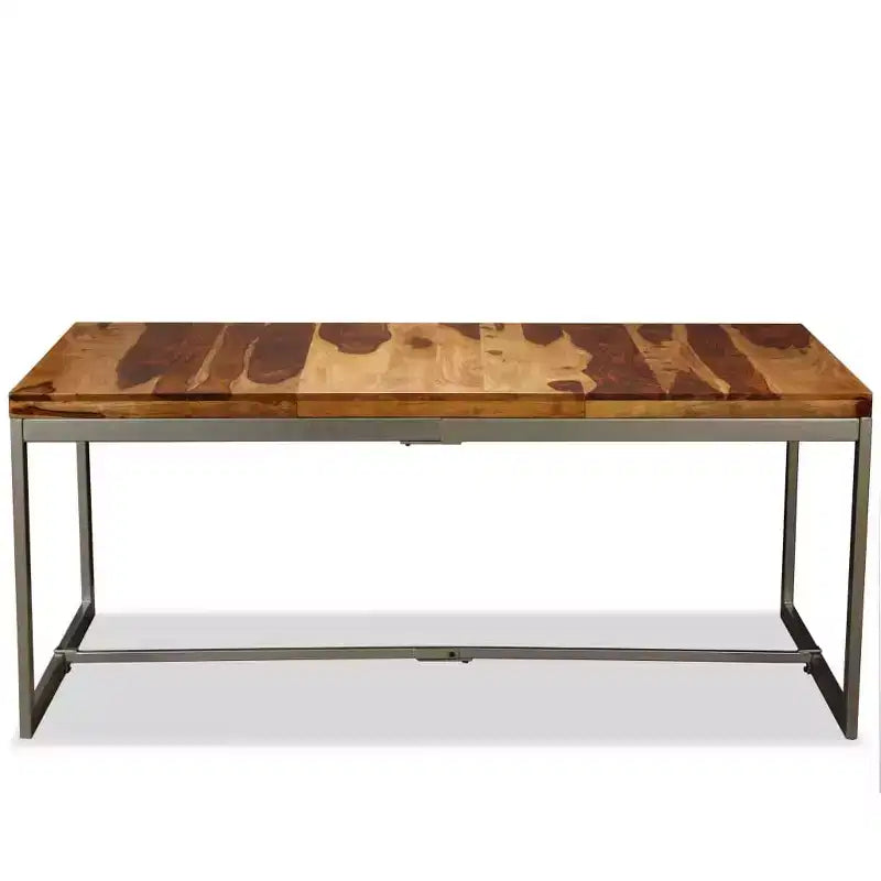 Table à manger en bois de sesham brun et noir et acier thermolaqué