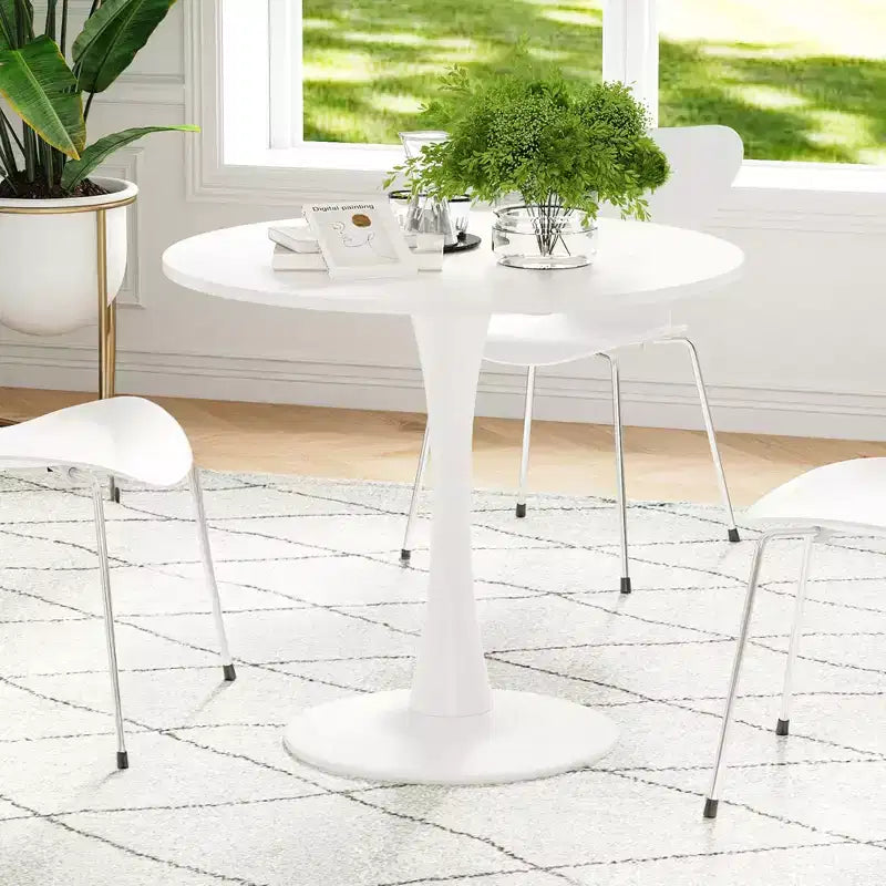 Table à manger tulipe ronde pour petites personnes, plateau en bois avec pied en métal