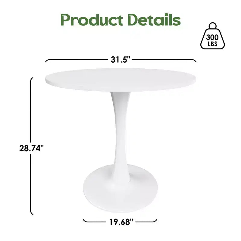 Table à manger tulipe ronde pour petites personnes, plateau en bois avec pied en métal