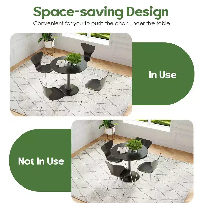 Table à manger tulipe ronde pour petites personnes, plateau en bois avec pied en métal