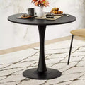 31.5 Small Round Dining Tulip Table Seats Up to 2-4 People,Wood Tabletop with Metal Pedestal Base