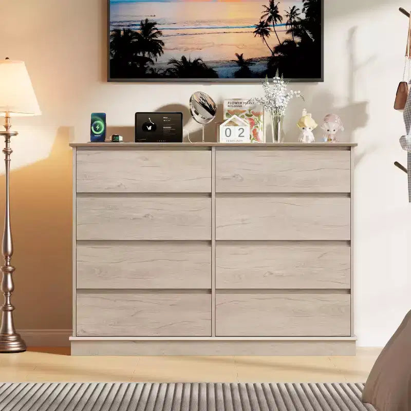 Commode de chambre à 8 tiroirs, commode de rangement avec tiroirs profonds