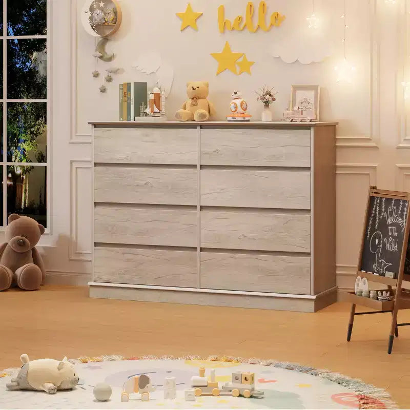 Commode de chambre à 8 tiroirs, commode de rangement avec tiroirs profonds