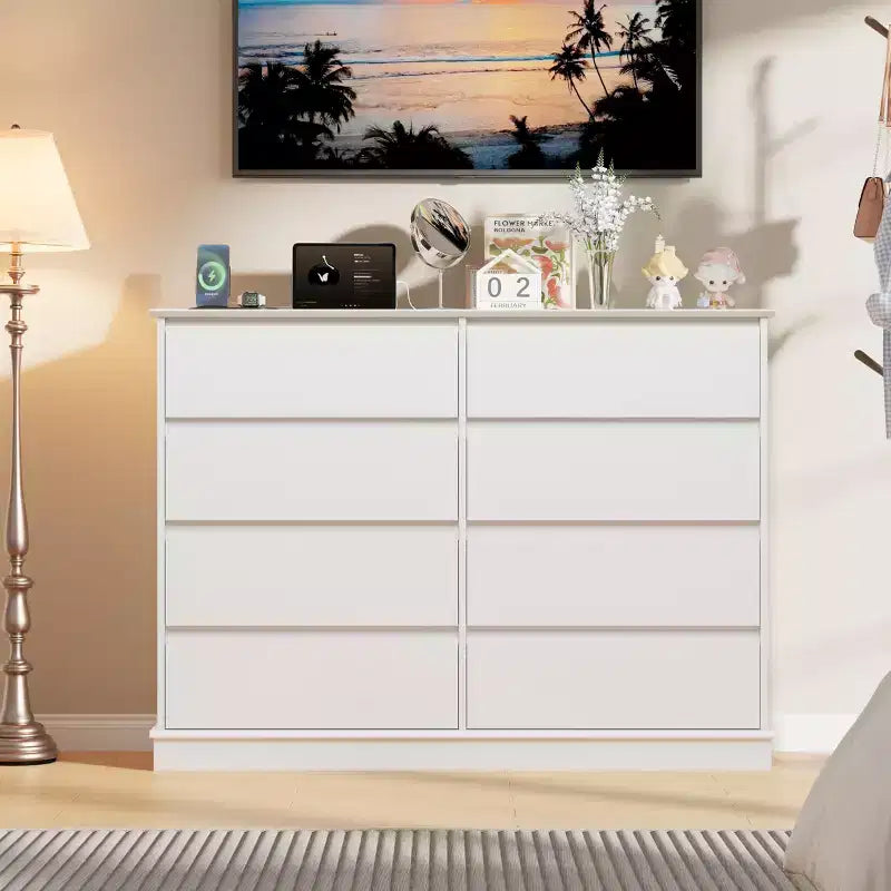 Commode de chambre à 8 tiroirs, commode de rangement avec tiroirs profonds