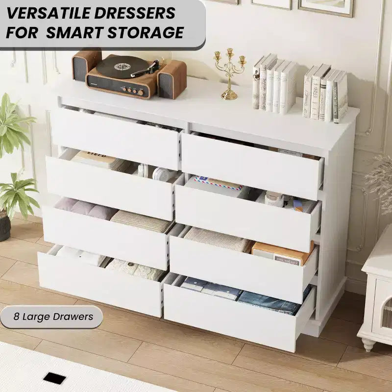 Commode de chambre à 8 tiroirs, commode de rangement avec tiroirs profonds