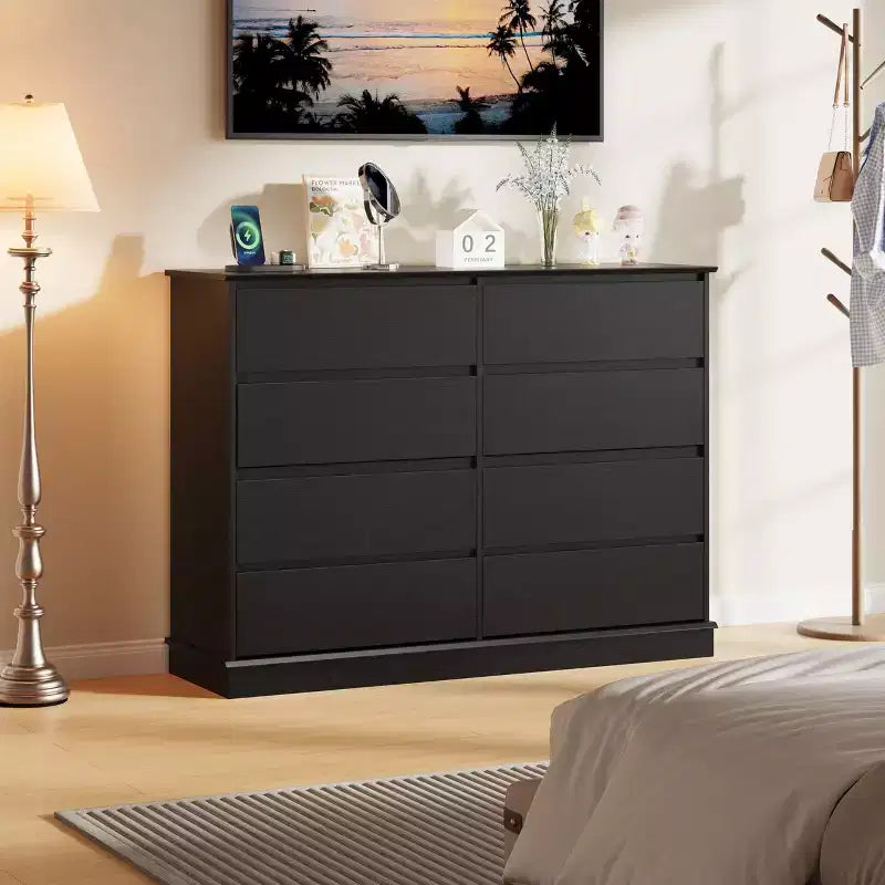Commode de chambre à 8 tiroirs, commode de rangement avec tiroirs profonds